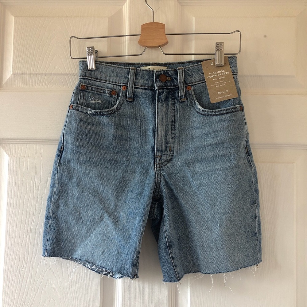 MADEWELL high rise mid length shorts NWT